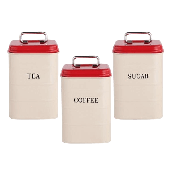IRON SQUARE KITCHEN CONTAINER (WHITE) SET OF 3